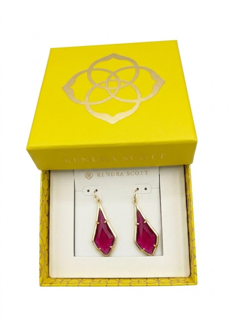 Kendra Scott Olivia Earrings in Gold/Berry Glass- New in Box